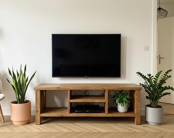 Rustic Tv Stand with Shelving Reclaimed Wood Tv Stand with Storage, Rustic Tv Cabinet Solid Wood Tv Unit, Custom Tv Console Stand