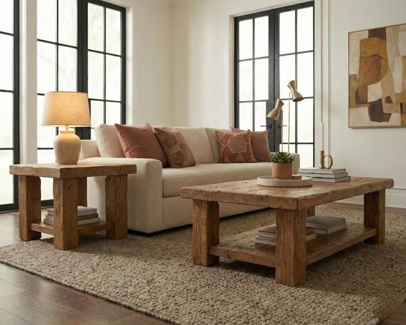 Handmade Coffee Table, Rustic Coffee Table for Living Room, Solid Barn Wood Table, Reclaimed Wood Coffee Table Wooden Side Table image 3