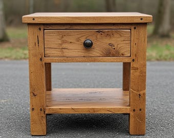 Reclaimed Wood Nightstand with Drawer Rustic Nightstand for Bedroom Handmade Bedside Table with Drawer Barnwood Bedroom Furniture Home Decor