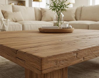 Reclaimed Wood Coffee Table for Living Room Coffee Table Rustic Wooden Coffee Table Large Coffee Table Live Edge Furniture Wabi Sabi Table