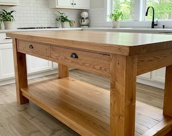 Rustic Kitchen Island with Storage Reclaimed Wood Kitchen Island with Drawers Counter Height Kitchen Table Farmhouse Kitchen Table