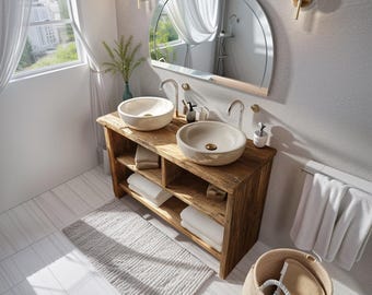 Reclaimed Wood Bathroom Vanity Barnwood Bathroom Vanity Custom Handcrafted Vanity Rustic Live Edge Vanity Bathroom Solid Farmhouse Decor