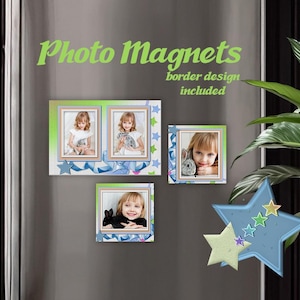 Custom Photo Magnet: Kids Decor, Fridge Keepsake Gift stars baby shower