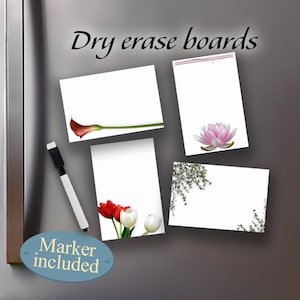 Personalized magnetic dry erase borad: floral kitchen fridge whiteboard with marker