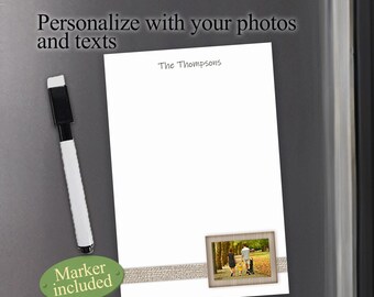 Personalized Photo Magnetic Dry Erase Board: Kitchen Fridge and locker Whiteboard gift