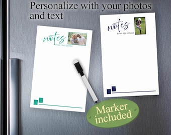 Personalized Photo Magnetic Dry Erase Board: Kitchen Fridge and locker Note Pad whiteboard