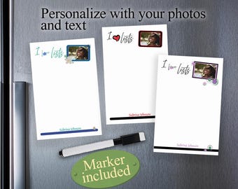 Personalized Photo Magnetic Dry Erase Board: Kitchen Fridge and locker Whiteboard (Marker Included) gift