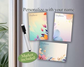 Personalized Magnetic Dry Erase Board: Floral Fridge and locker Whiteboard gift (Marker Included)