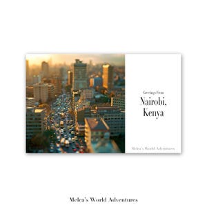 Digital Nairobi Kenya Postcard, Africa World Travel Photography Greetings From Cityscape, Downloadable Postcard, AI Assisted Design-01