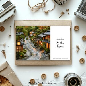 Digital Kyoto Japan Postcard, Travel Asia World Travel Photography Greetings From Cityscape Destination Downloadable, AI Assisted Design-10