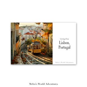Carte postale numérique de Lisbonne, Portugal, voyage du monde, Europe, photographie de voyage, salutations de paysage urbain, carte postale téléchargeable, conception assistée par IA-02