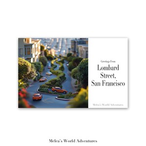 Postal digital de Lombard Street, San Francisco, EE. UU. Viajes por el mundo, Norteamérica, fotografía de viajes, paisaje urbano, descargable, diseño asistido por IA - 12