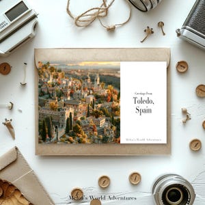 Carte postale numérique de Tolède, Espagne, voyage en Europe, photographie de voyages dans le monde, salutations de paysage, carte postale téléchargeable, conception assistée par IA-01