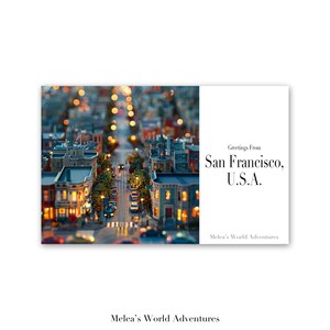 Postal digital de San Francisco, EE. UU. Viajes por el mundo Fotografía de viajes por Norteamérica Saludos desde el paisaje urbano Diseño asistido por IA descargable-03