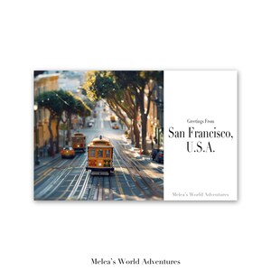 Postal digital de San Francisco, EE. UU. Viajes por el mundo Fotografía de viajes por Norteamérica Saludos desde el paisaje urbano Diseño asistido por IA descargable-01