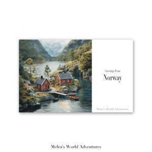 Carte postale numérique de Norvège, voyage du monde, Europe, photographie de voyage, salutations de paysage urbain, carte téléchargeable, conception assistée par IA-07