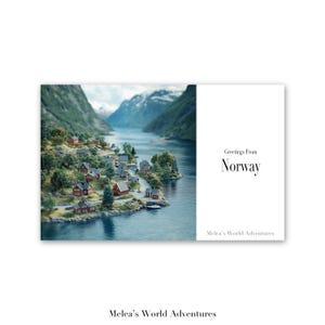 Carte postale numérique Norvège Voyages du monde Europe Photographie de voyage Salutations du paysage Paysage urbain Carte téléchargeable Conception assistée par IA-01