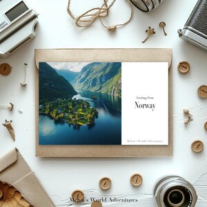 Carte postale numérique de Norvège, voyage du monde, Europe, photographie de voyage, salutations de paysage urbain, carte téléchargeable, conception assistée par IA-08