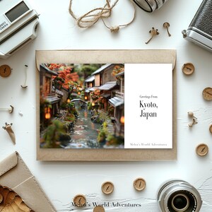 Digital Kyoto Japan Postcard, Travel Asia World Travel Photography Greetings From Cityscape Destination Downloadable, AI Assisted Design-08