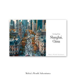 Digital Shanghai China Postcard Creative World Travel Asia Travel Photography Greetings From Cityscape Downloadable AI Assisted Design-01