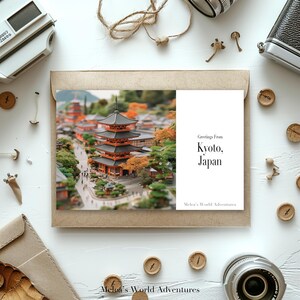 Digital Kyoto Japan Postcard, Travel Asia World Travel Photography Greetings From Cityscape Destination Downloadable, AI Assisted Design-18