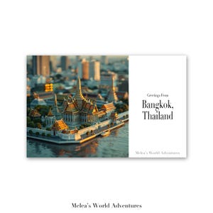Cartão postal digital de Bangkok, Tailândia, viagens criativas pelo mundo, viagens pela Ásia, fotografia, saudações da paisagem urbana, design assistido por IA para download-01