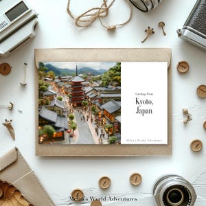 Digital Kyoto Japan Postcard, Travel Asia World Travel Photography Greetings From Cityscape Destination Downloadable, AI Assisted Design-20