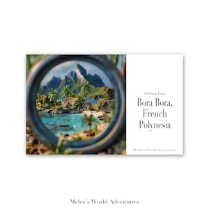 Cartão postal digital de Bora Bora, Polinésia Francesa, Oceania World Travel Photography Saudações da paisagem urbana Design assistido por IA para download-01