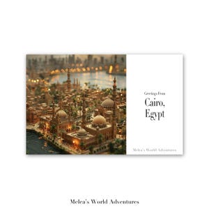 Digital Cairo Egypt Postcard, Travel Africa World Travel Photography Greetings From Cityscape, Downloadable Postcard, AI Assisted Design-01