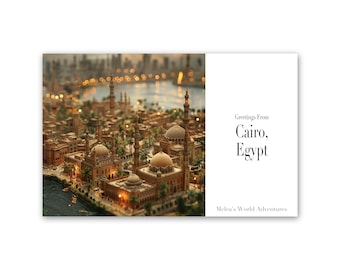 Cartolina digitale del Cairo in Egitto, viaggi in Africa, fotografia di viaggi nel mondo, saluti da Cityscape, cartolina scaricabile, progettazione assistita da AI-01