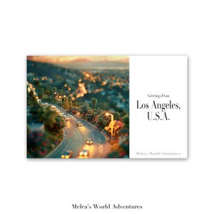 Digital Los Angeles U.S.A. Postcard, North America Travel Photography Greetings From Cityscape, Downloadable Postcard, AI Assisted Design-01