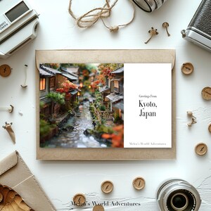 Digital Kyoto Japan Postcard, Travel Asia World Travel Photography Greetings From Cityscape Destination Downloadable, AI Assisted Design-06