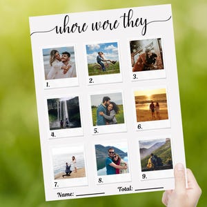 Where Were They? Wedding Game Printable - A Fun Activity for Weddings, Bridal Showers, or Bachelorette Parties | Digital Download