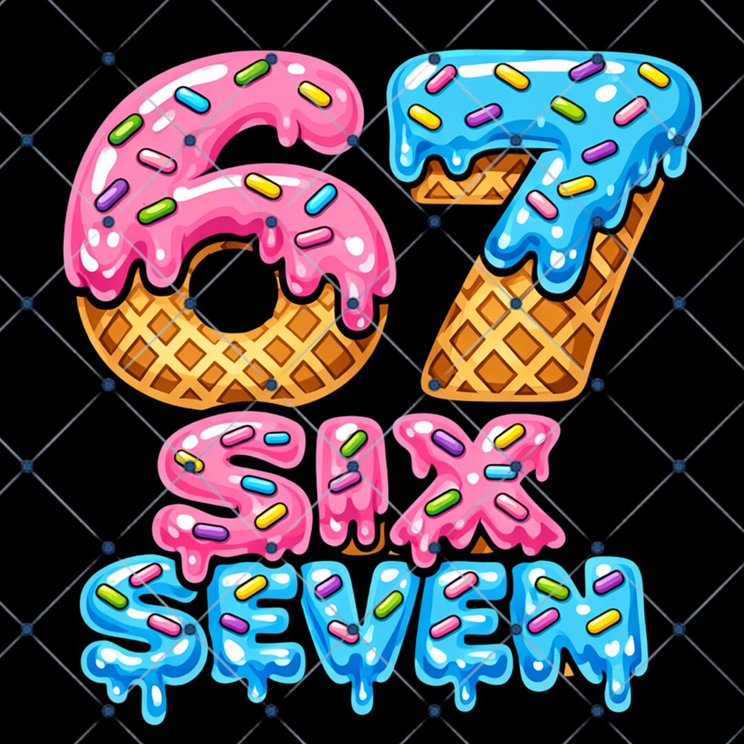 67 Ice Cream Drip PNG – Waffle Cone Numbers SIX SEVEN Clipart, Cute ...