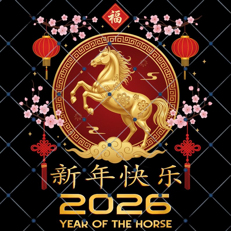 2026 Year of the Horse PNG – Chinese New Year Digital Art – Lunar New ...