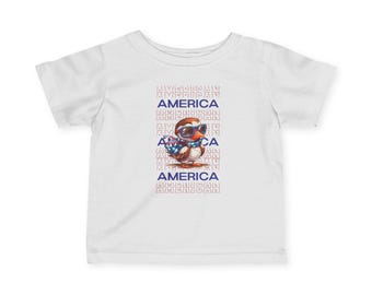 America-Themed Infant Fine Jersey Tee | Cute Baby Shirt, Toddler Gift, 4th of July Outfit, Baby USA Tee, Summer Wear
