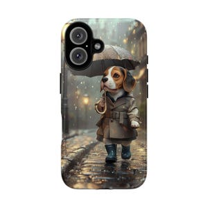 Dog Lover Phone Case - Cute Beagle with Umbrella, Pet Owner Gift, Cartoon Dog Artwork, Birthday Gift, Unique Tech Accessories