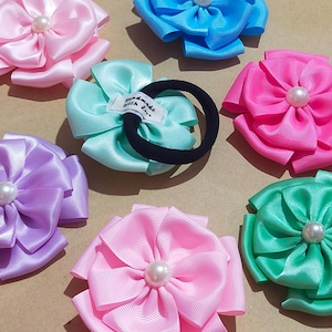 ribbon hair ties, flower ribbon hair ties elastic hair ties for women, gift for her