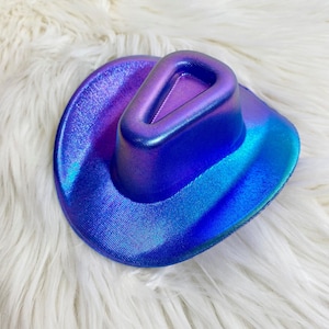 Mini Metallic Purple Cowboy Hat – Glam Western Party - Disco Cowboy Party Decor - First Rodeo Birthday - Purple Cowgirl Hat Photo booth prop