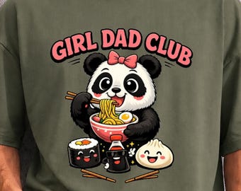Camiseta de panda para papá niña, regalo para el primer Día del Padre para padres amantes de la comida, estilo casual.