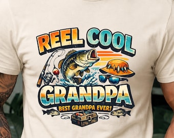 Camiseta de pesca "Reel Cool" para abuelos, regalo para abuelos primerizos, pescador de lubinas, estilo retro.