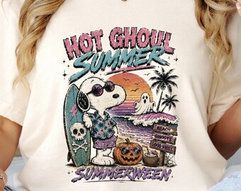 Verano de fantasmas calientes, camiseta para amantes de Halloween, ropa divertida para vacaciones. Camiseta de verano de Halloween.