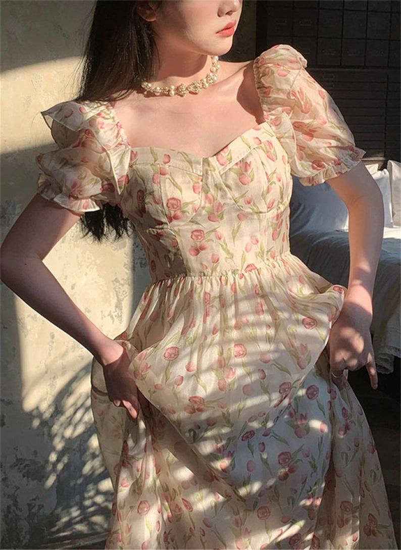 Square Neck Tulip Hem Dress