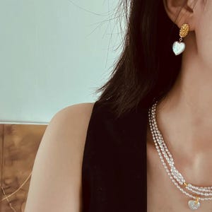 Heart Baroque Pearl Earrings: 18K Gold Vermeil Studs, Romantic Jewelry