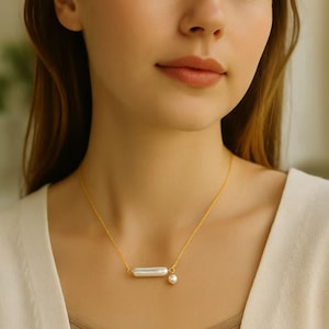 Baroque Pearl Pendant Necklace with Accent Pearl | 14K Gold Filled Chain | Minimalist Gift for Her or Best Friend