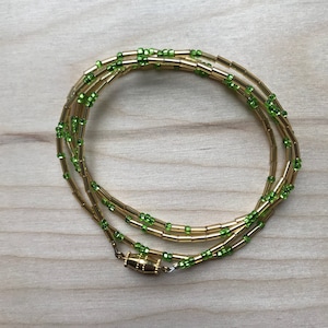Hidden message morse code wrap bracelet, spring green and hold