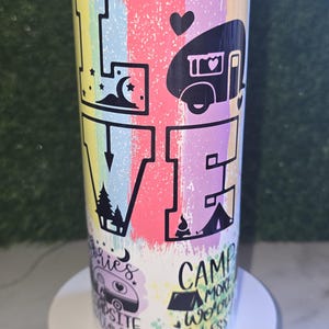Camping Queen 20oz Tumbler Happy Camper Cup, Colorful RV Travel Mug,Outdoor Gift for Campers & Glampers, Camping Lover Gift