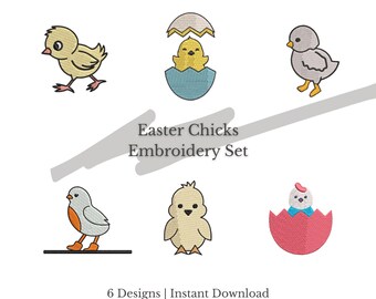 Ostern Küken Stickdateien, Maschinenstickerei Set (Digitaler Download)