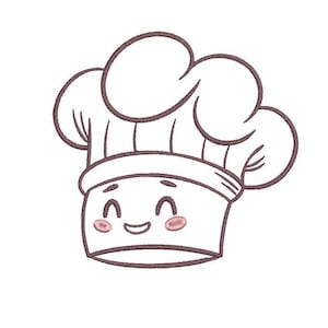Cute Chef Hat Embroidery Design, 4 Sizes, Digital Download, Chef Hat Embroidery Pattern