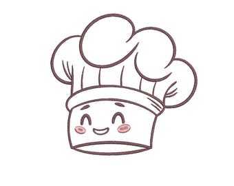 Cute Chef Hat Embroidery Design, 4 Sizes, Digital Download, Chef Hat Embroidery Pattern